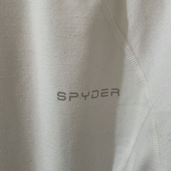 SPYDER ivory off white black half zip sweater pullover baselayer midweight L - Picture 6 of 9
